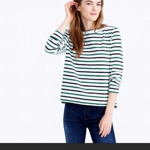 NWT: J Crew Green Strip Boatneck_XS